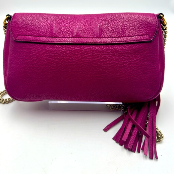 Auth Gucci Medium Fuchsia Leather Soho Crossbody Shoulder Bag Preloved Clutch - Picture 3 of 16